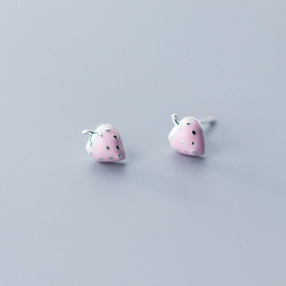 Pink Strawberry Earrings - Picture 5 of 8